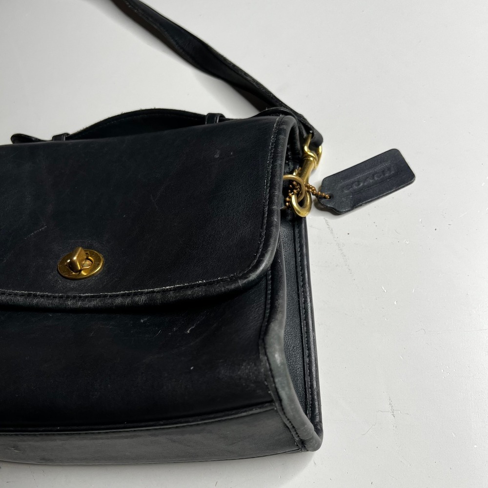 Vintage Coach Regina Bag 9983 Black Leather Crossbody Turnlock Top Handle USA - Picture 11 of 11